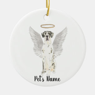 Harlequin Great Dane Beileid Memorial Keramik Ornament