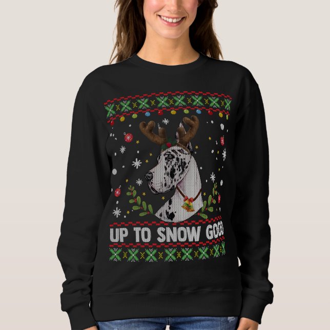 Harlequin Great Dane Dog Reindeer Ugly Christmas S Sweatshirt (Vorderseite)