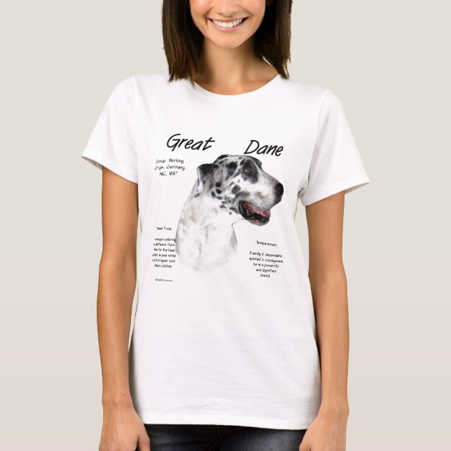 Harlequin Great Dane History Design T-Shirt (Vorderseite)