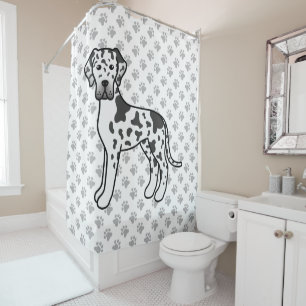 Harlequin Great Dane Niedlich Cartoon Dog Duschvorhang