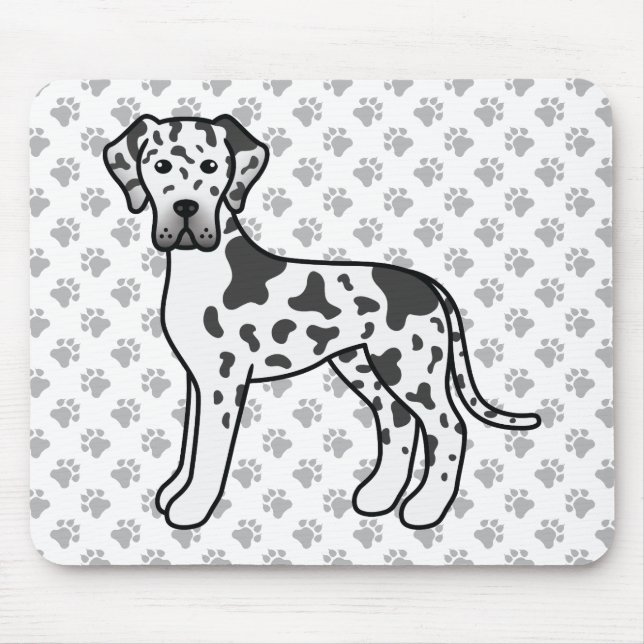 Harlequin Great Dane Niedlich Cartoon Dog Mousepad (Vorne)