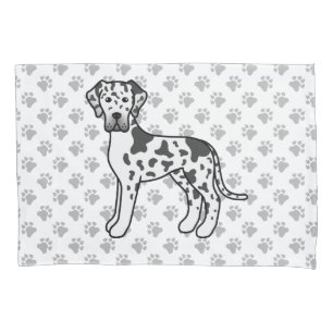 Harlequin Great Dane Niedlich Cartoon Dog & Paws Kissenbezug