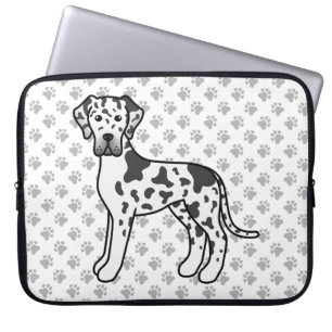 Harlequin Great Dane Niedlich Cartoon Dog & Paws Laptopschutzhülle
