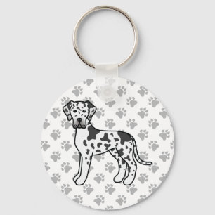 Harlequin Great Dane Niedlich Cartoon Dog Schlüsselanhänger
