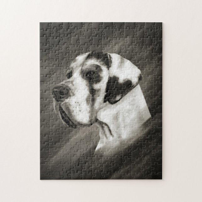 Harlequin Great Dane Portrait Puzzle (Vertikal)