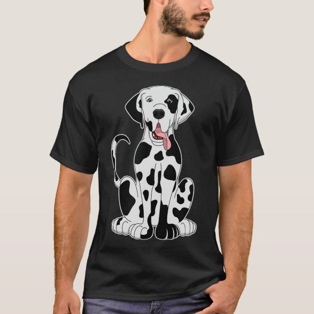 Harlequin Great Dane Shirt für Damen und Herren Fr (Vorderseite)