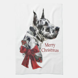Harlequin Great Dane Weihnachten Geschirrtuch
