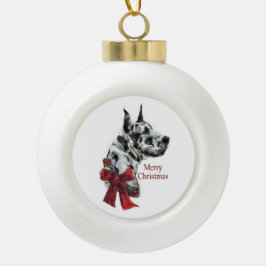 Harlequin Great Dane Weihnachten Keramik Kugel-Ornament