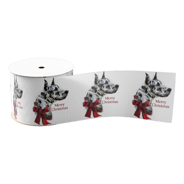 Harlequin Great Dane Weihnachten Ripsband (Spule)