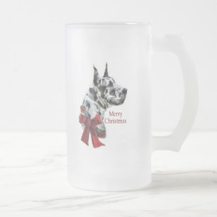 Harlequin Great Dane Weihnachtsgeschenk Mattglas Bierglas