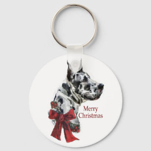 Harlequin Great Dane Weihnachtsgeschenk Schlüsselanhänger