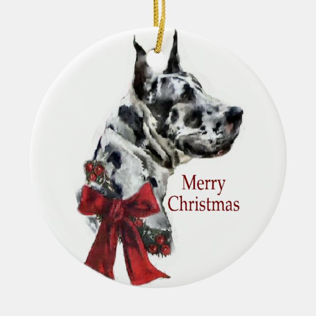 Harlequin Great Dane Weihnachtsgeschenke Ornament (Vorne)