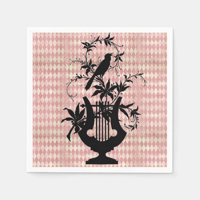 Harlequin Harp Bird Silhouette Cocktail Napkins Serviette (Vorderseite)
