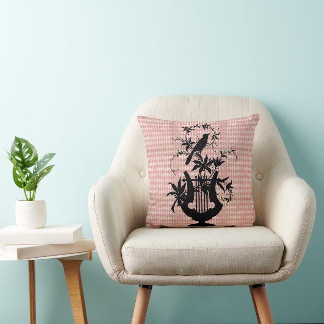 Harlequin Harp Bird Silhouette Throw Kissen (Stuhl )