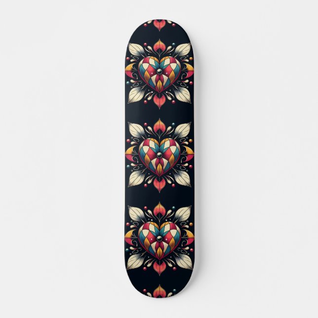 Harlequin Heart Skateboard (Vorne)