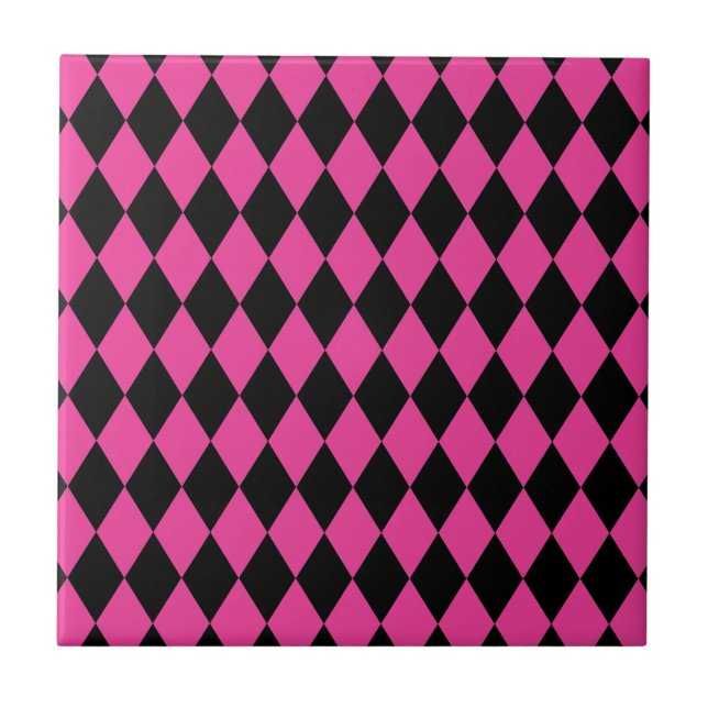 Harlequin Hot Pink und Black Fliese (Vorderseite)