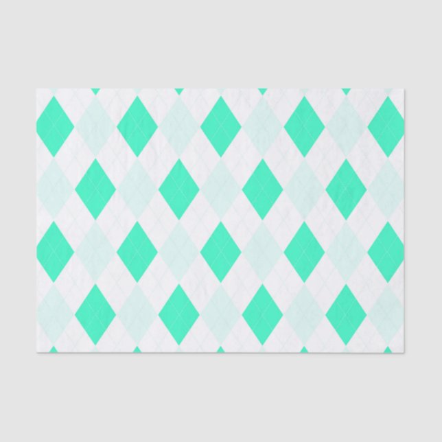 Harlequin-Muster Mint Green White Cool Trendy Seidenpapier (Vorderseite)