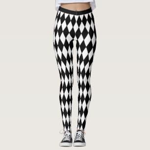 Harlequin Muster Schwarz-Weiß-Leggings Leggings
