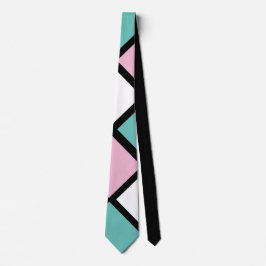 Harlequin Neck Tie (Schwarz, Aqua & Pink) Krawatte