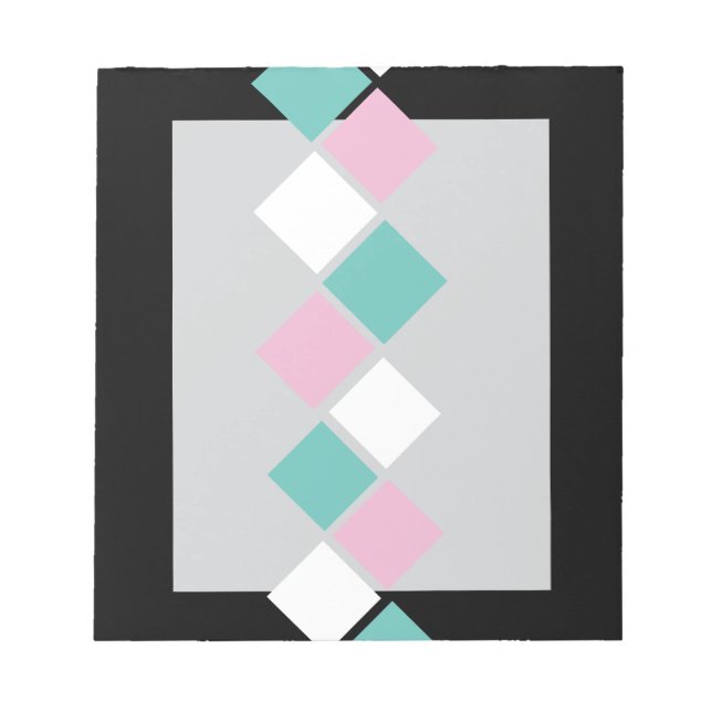 Harlequin Notepad (Schwarz, Aqua und Rosa) Notizblock (Vorderseite)