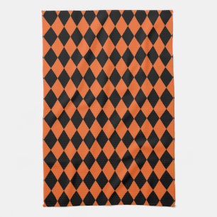 Harlequin Orange und Black Handtuch
