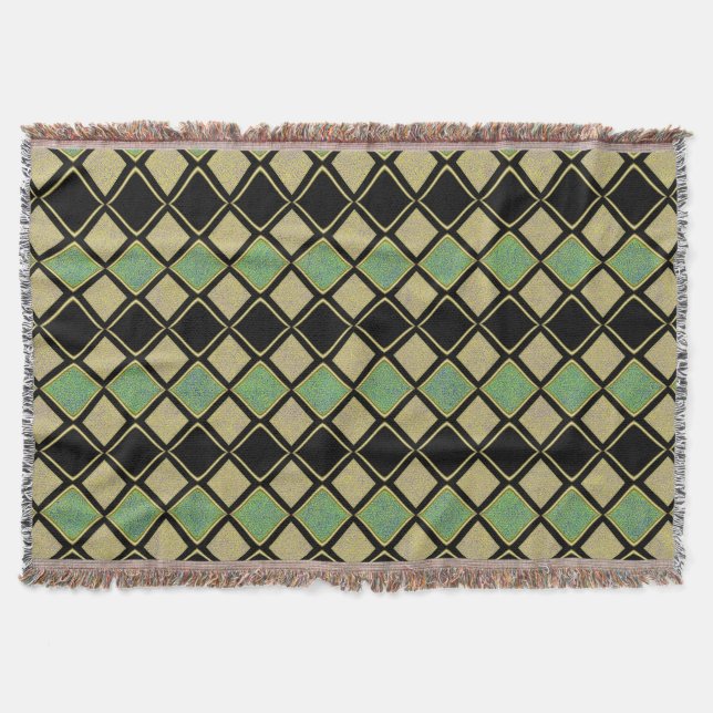 Harlequin Pattern in Gold, Green, and Black  Decke (Vorderseite)