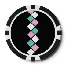 Harlequin-Poker-Chips (Schwarz, Aqua und Rosa)