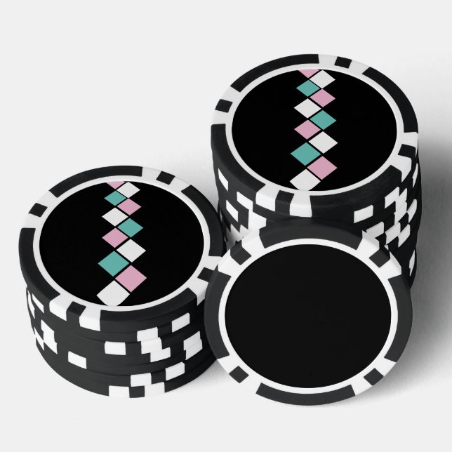 Harlequin-Poker-Chips (Schwarz, Aqua und Rosa) Pokerchips (Stapel)