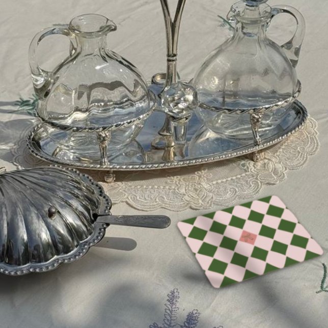 Harlequin Preppy Vintage Wedding Rechteckiger Pappuntersetzer (Von Creator hochgeladen)