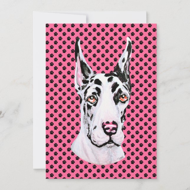 Harlequin Pup Pink Croppe Event oder Party Einladung (Vorderseite)