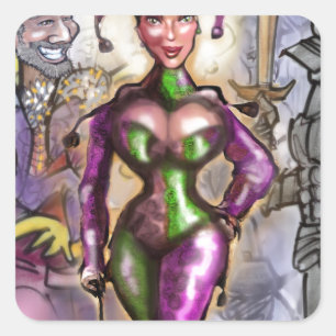 Harlequin Quadratischer Aufkleber