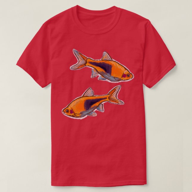Harlequin Rasbora Niedliches Crayon Fish Design T-Shirt (Design vorne)