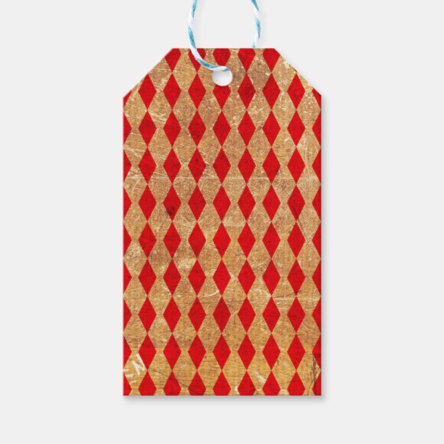 Harlequin Red Vintag Geschenkanhänger (Vorderseite)
