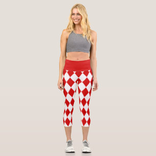 Harlequin-Rotweiße Capri Leggings