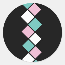 Harlequin Round Stickers (Schwarz, Aqua & Rosa)