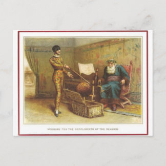Harlequin, Santa, Father Christmas Postcard Postkarte