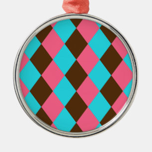 Harlequin, Schokoladenpastel Premium Runder Orname Silbernes Ornament