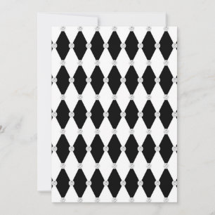 Harlequin Schwarz-weiß Rhombus Diamantform Einladung
