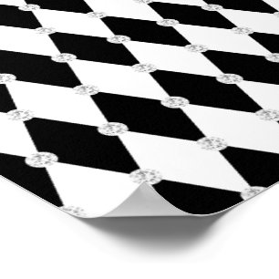 Harlequin Schwarz-weiß Rhombus Diamond Shape Poster