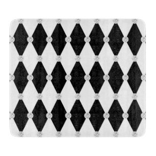 Harlequin Schwarz-weiß Rhombus Diamond Shape Schneidebrett