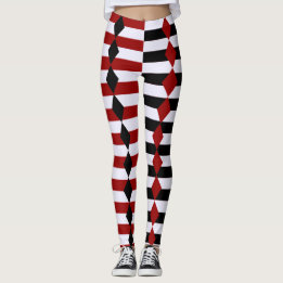 Harlequin Schwarz-weiße und rote Halloween-Legging Leggings