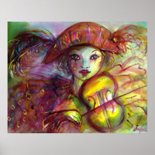 HARLEQUIN SPIELVIOLIN / Venezianischer Karneval Poster