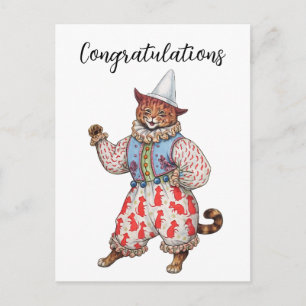 Harlequin Theaterkostümkatze Gratulationen Postkarte