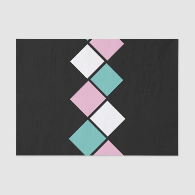 Harlequin Tissue Paper (Schwarz, Aqua und Rosa) Seidenpapier (Vorderseite)