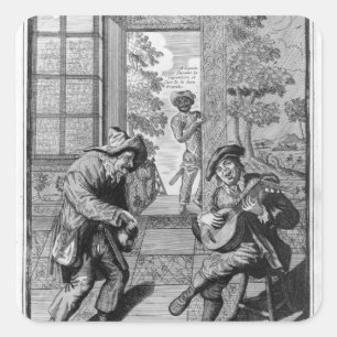 Harlequin und Scaramouche Quadratischer Aufkleber