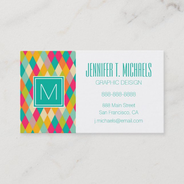 Harlequin-Vintages Muster Visitenkarte (Vorderseite)