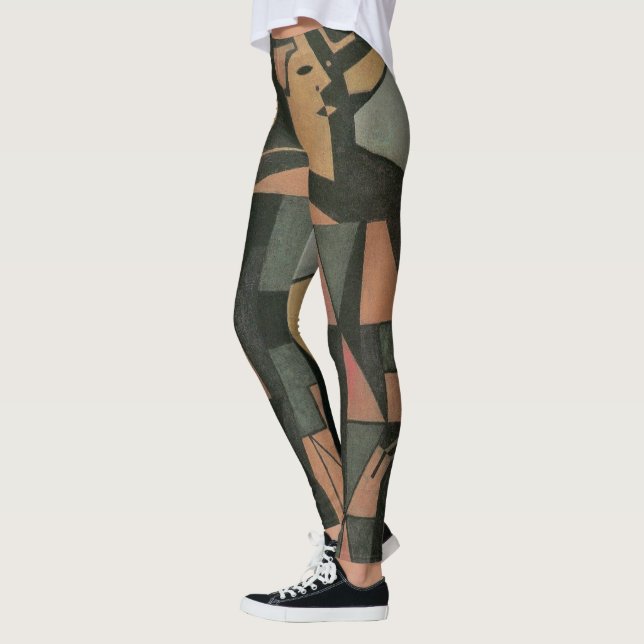 Harlequin von Juan Gris, Vintage kubistische Kunst Leggings (Links)