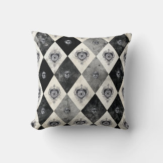 Harlequin with All-Seeing Eyes Throw Pillow Kissen