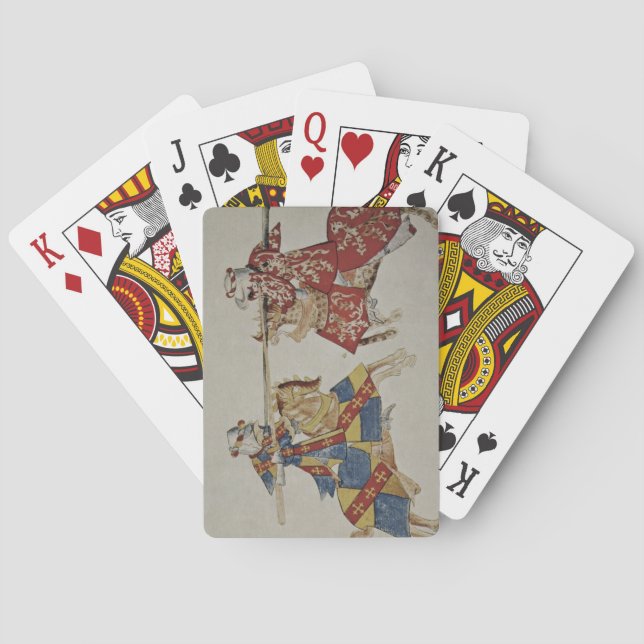 Harley 4205 f.366 Jousting Knights, c.1445 (Vellum Spielkarten (Rückseite)