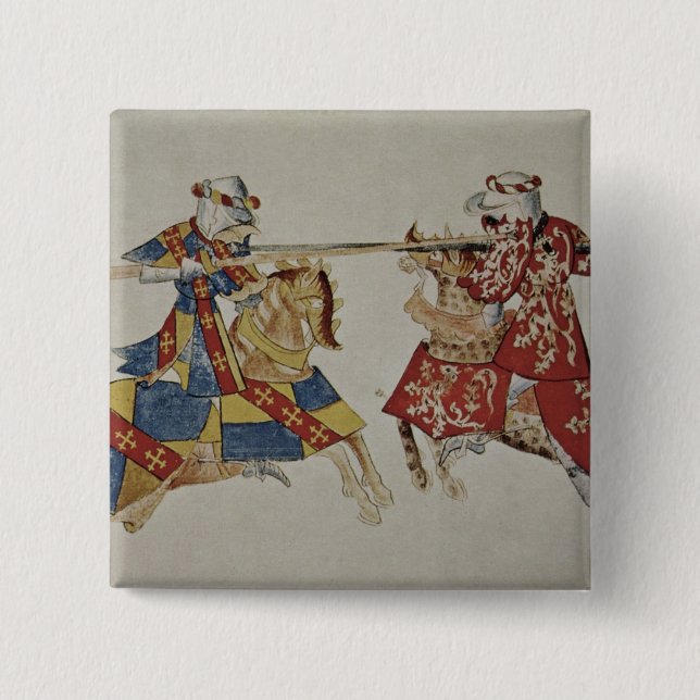 Harley 4205 f.366 turnierende Ritter, c.1445 Button (Vorderseite)